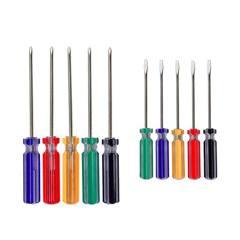 3mm Extended Phillips & Flathead Carbon Steel Screwdriver with Color Strip Handle - Super Hard Industrial Grade Household Tool