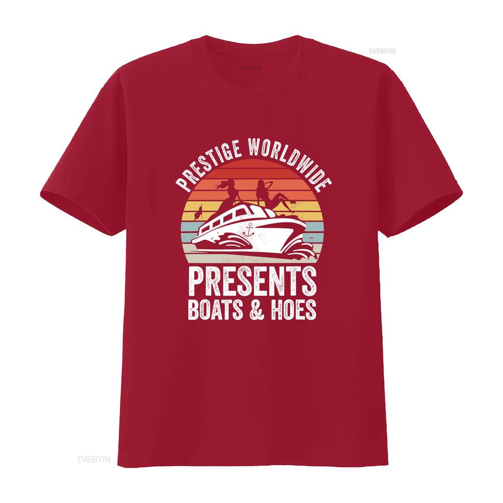 Prestige Worldwide Présente Bateaux Et Pelles Design Couché de Soleil Rétro T-shirt de Fête Drôle Bateau de Fête Lavage Vintage Élégant Légèrement
