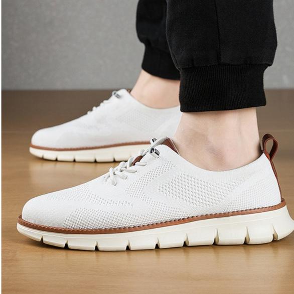 Lightweight Lace-Up Casual Men's Shoes Breathable Flying Loafers Men's Large Size Versatile Business Mesh Light Comfortable