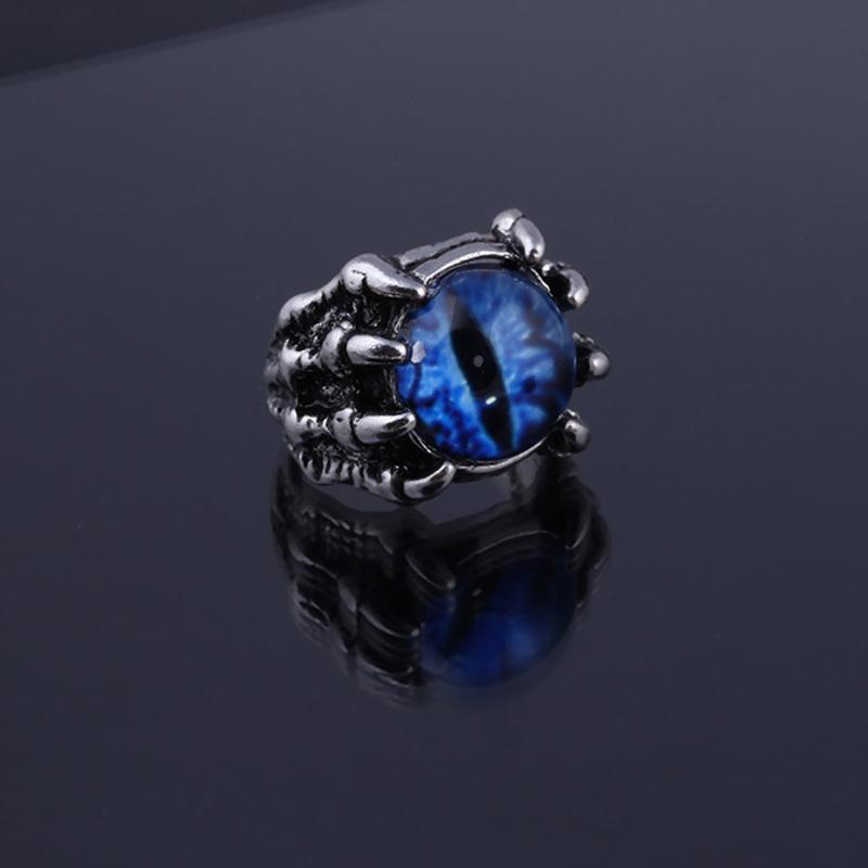

Retro Gothic Colour Evil Eye Rings For Men Domineering Dragon Claw Vintage синій