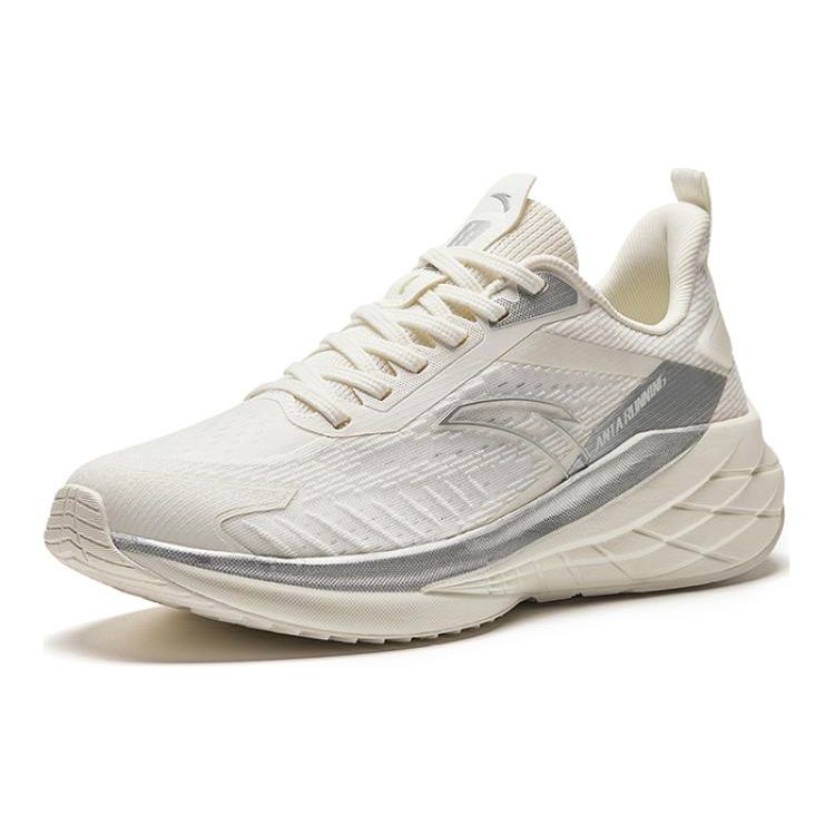 Anta Lingfeng Shock Absorption Rebound Lightweight Breathable Low-Top Running Shoes Men sneakers White Gray 912425502-1