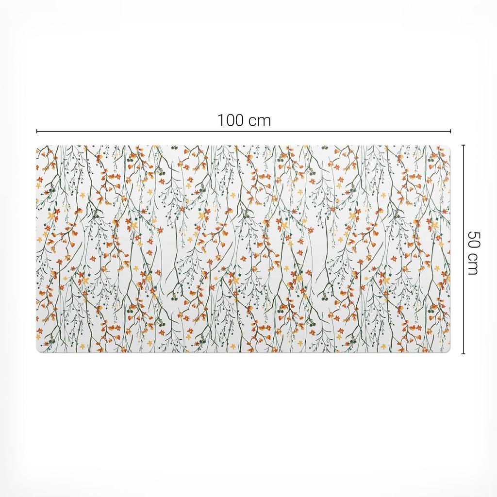 Modern Protective Keyboard Mat Autumn Flowers Twigs 100x50 cm