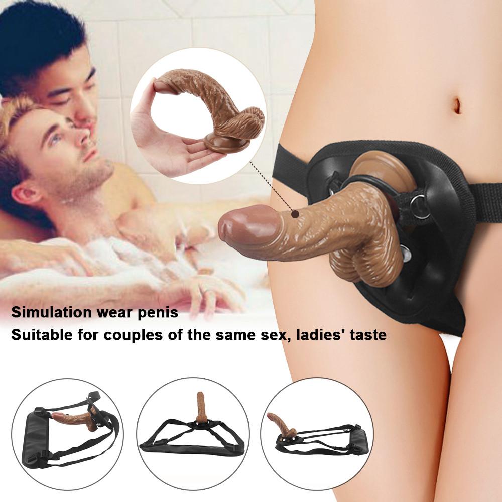Wearable Massager Penis Penetration Strap On Dildo Panties Suction Cup Anal Toy for G-spot Stimulation for Lesbians and Couples