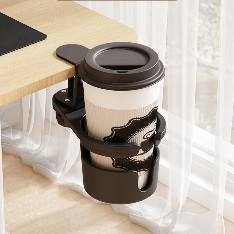 Desk Cup Holder Clamp Adjustable Anti-Spill Coffee Cup Holder 360 Degree Rotating Table Edge Clamp Cup Holder Anti-Fall Desk