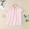 VONDA Summer Women Striped Print Casual Short Sleeve Blouse T-shirts