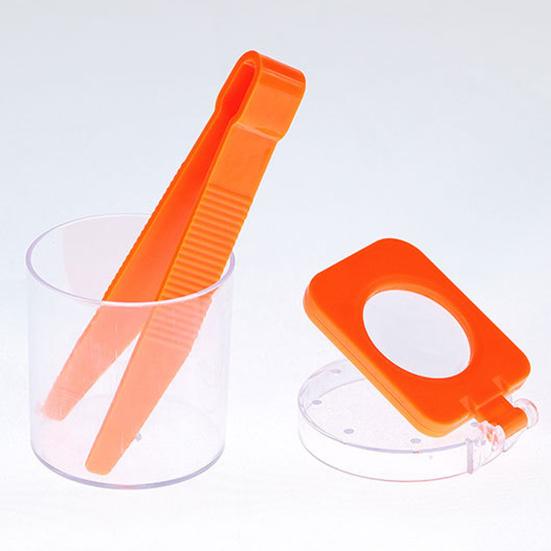 1 Set Small Animal Viewer Catcher with Tweezers Flip Lid Magnifying Animal
