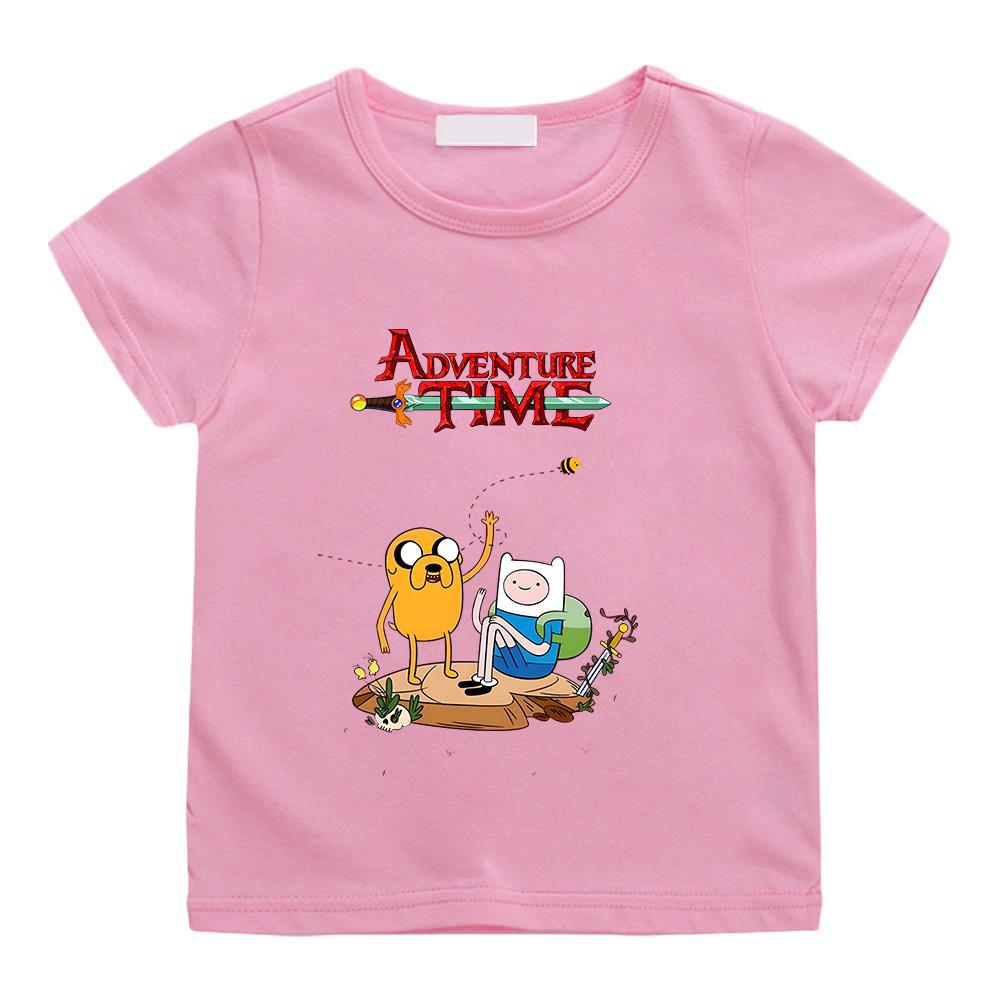 Adventure Time Summer Children's Clothing Cartoon Funnny Tee-shirt High Quality O-neck Tops Kids Short Sleeve Loose Cute Tees 100%Cotton Anime T-shirt
