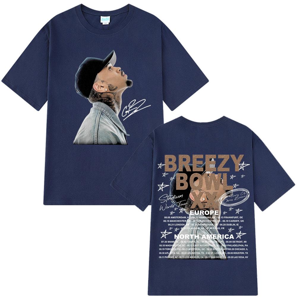 Rapper Chris Brown Breezy Bowl XX Tour 2025 Tshirt Unisex Women Fashion Hip Hop T Shirt Cotton Casual Oversized Tshirts Streetwear