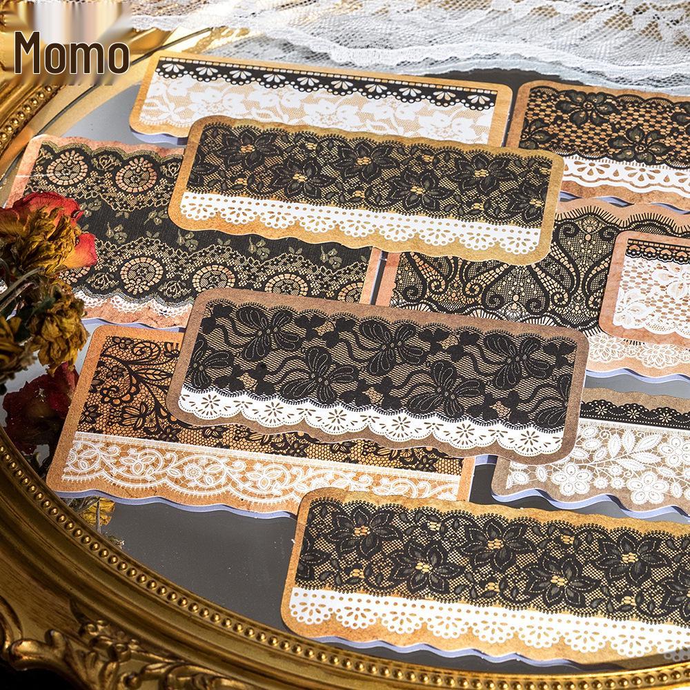 Yellowed Lace Sticker Pack: Large Lace Journal DIY Decorative Borders (6 Types)