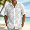 Men's Palm Leaf Print Short Sleeve Shirt, Casual Hawaiian Button Down Top for Men, Tropical Beach Style for Spring & Summer