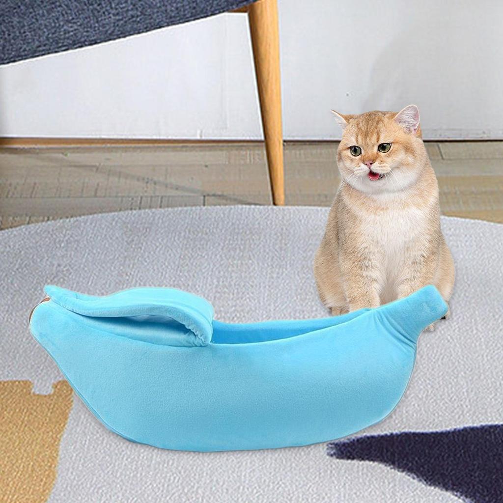 Banane Katzenbett Haus Kätzchen Kitty Unterschlupf Bequem Warm Halb Geschlossen Haustier Zwinger Höhle
