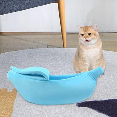 Banana Cat Bed House Kitten Kitty Shelter Comfortable Warm Semi Enclosed Pet Kennel Cave