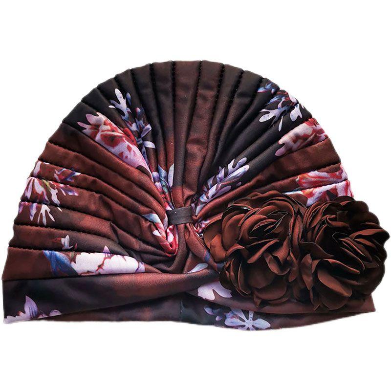 Spring and Summer Sweet Big Flower Headgear Retro Pullover Hat Female Dancing Confinement White Hair Headgear Travel Headscarf Hat