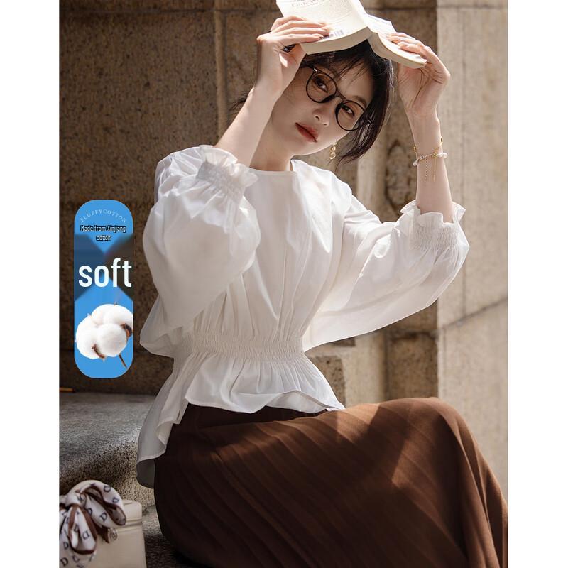 Demana Breathable Cotton French Style Relaxed Blouse M