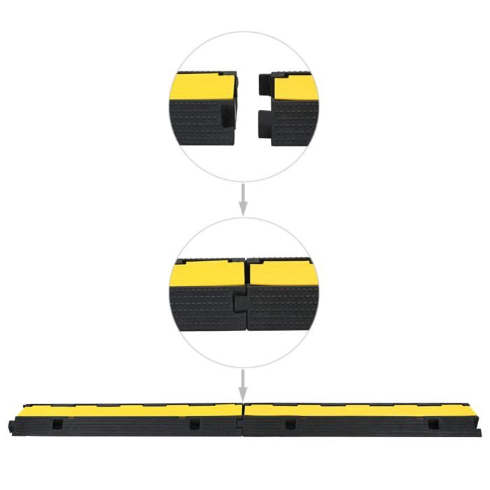 VidaXL Rampe de protection de câble 2 pcs 1 canal caoutchouc 100 cm 142833