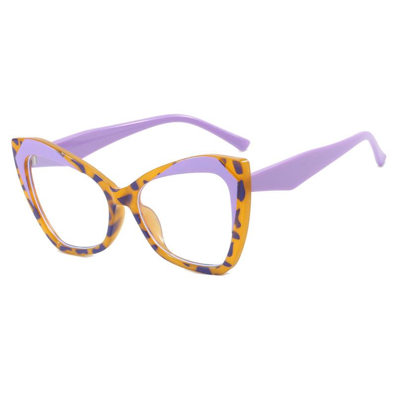 

Fashion Style Brand Design Cat Eye Color Blocking TR90 Material Glasses Frame Large Anti Blue Light High Vision Eyeglasses Degree 0 +1.5 +2.5 +3.5 3.75