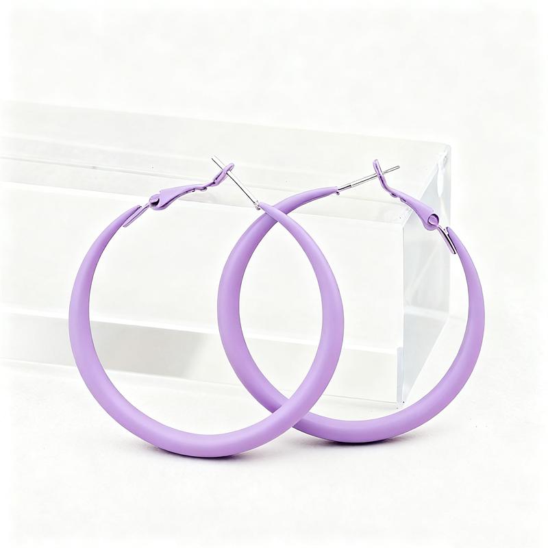 

2026 Trend New Women s Hoop Earrings Red Green Yellow Blue Purple Loop Earrings for Ladies S925-Copper Needles Circle Earrings