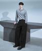 DRAW FIT Two-Tuck Wide Pinstripe Slacks [Black]
