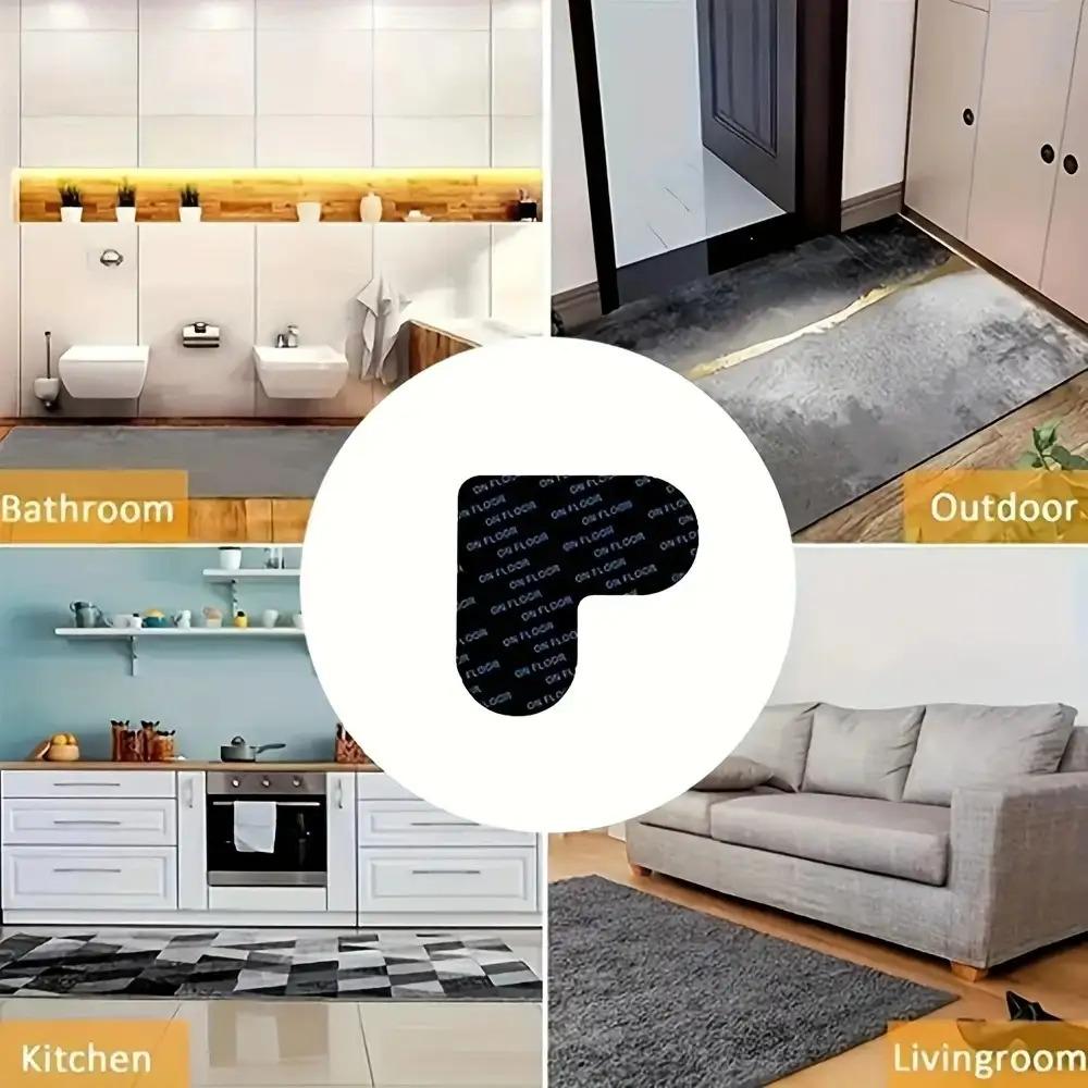 12pcs of Reusable Carpet Stickers, Easy To Wash Non-slip Mats, Prevent Carpet From Moving and Curling, Heart-shaped Design Can Be Freely Cut