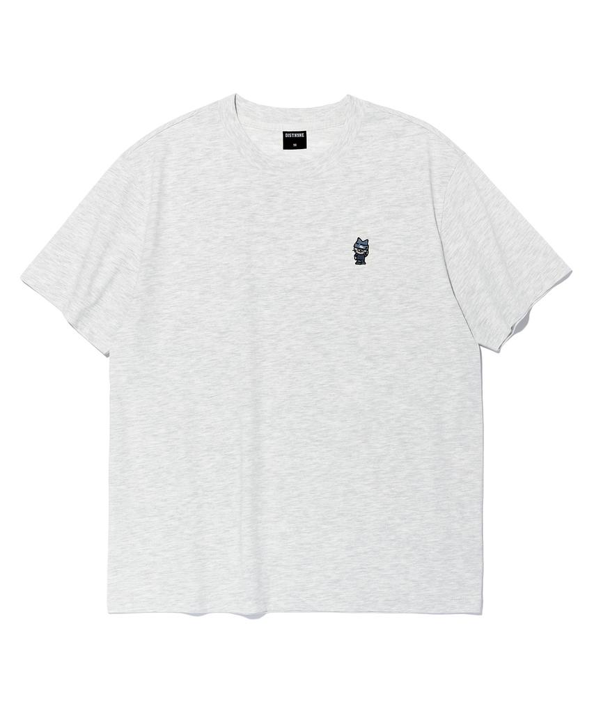 DISTN9NE Basic Small Embroidered Short Sleeve T-Shirt Lq7Tu437_Light Grey