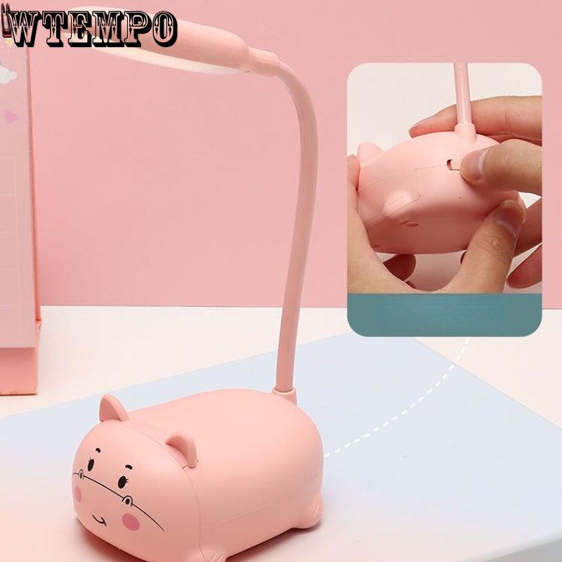 Mini Cartoon LED Desk Lamp Eye Protection Study Cute Desk Lamp Student Dormitory Bedside Lamp Rechargeable or Plug-in Night Light