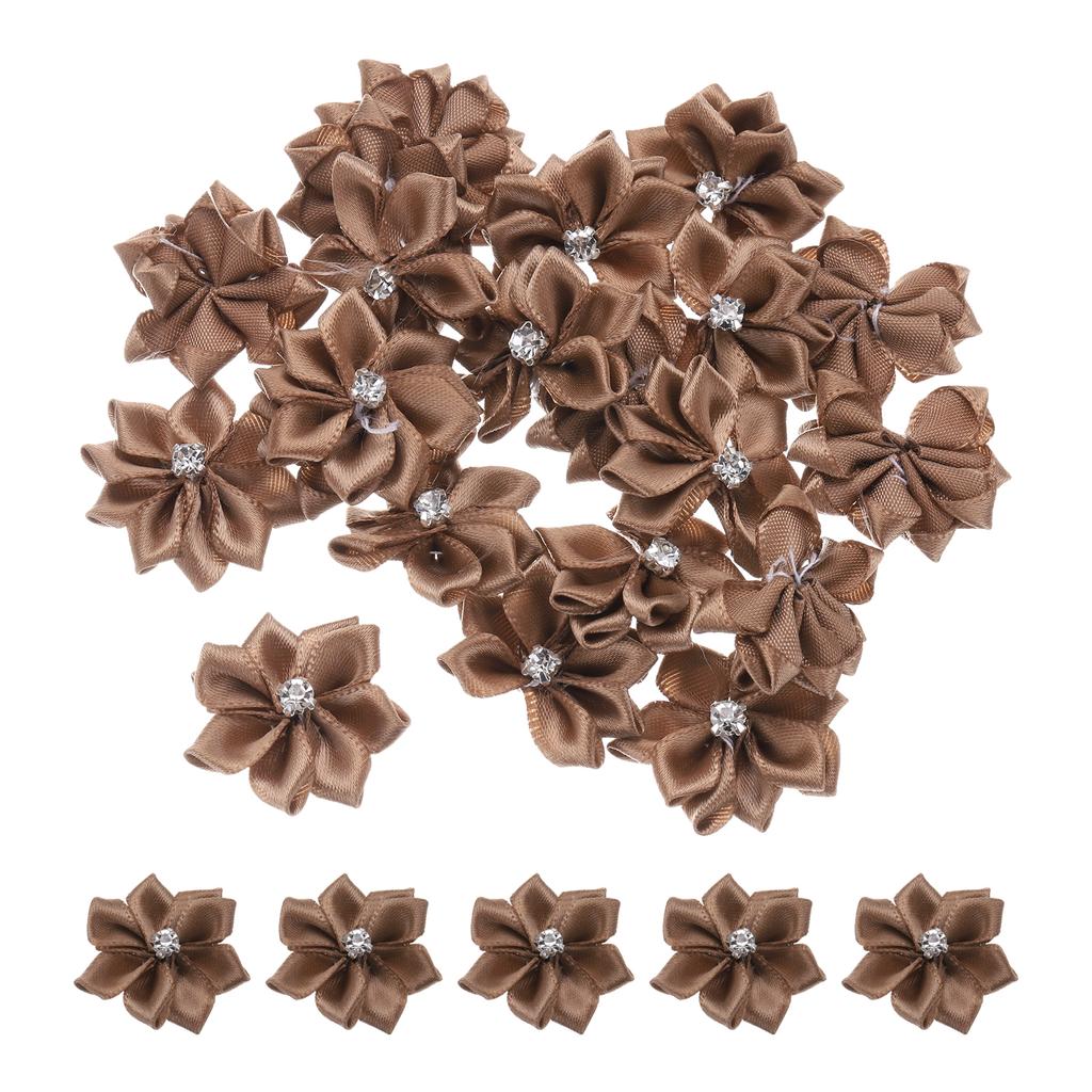 50/150 Pcs Small Ribbon Flowers Satin Ribbon Flowers Mini Fabric Flowers for Crafts DIY Wedding Ornament Appliques 1.2 Inch