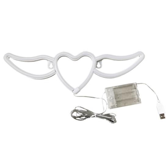 Flying Heart Neon Light Wings Design Kreativ form USB/batteridrevet neonskilt LED-lampe Festdekorasjon