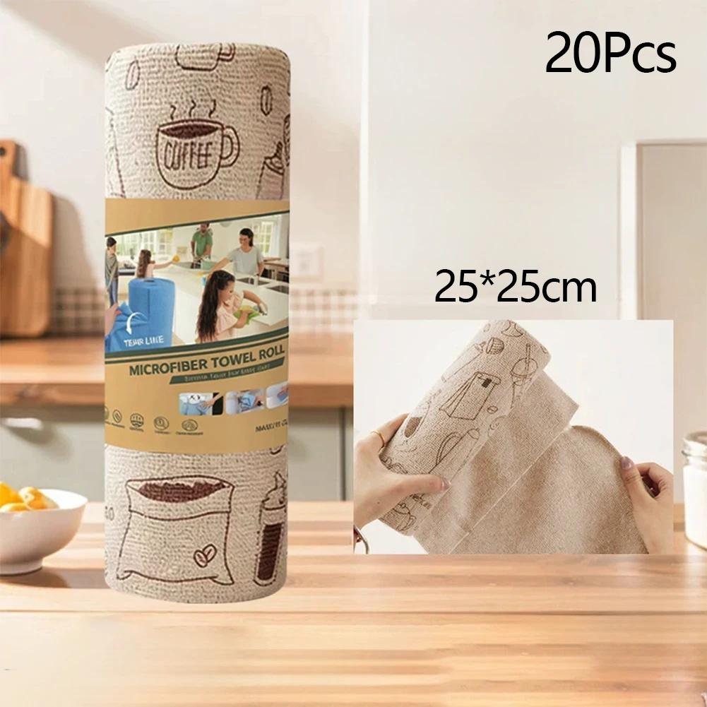 Microfiber Towel Rolls Dish Rags Wash Paper Towel  2026 Double Sided Cleaning Wipe Household Kitchen Cloth 1 Roll of 20 Sheets