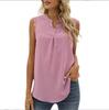 European & American Women's Fashion: Spring/Summer Solid Color V-Neck Sleeveless Shirt with Lace Trim