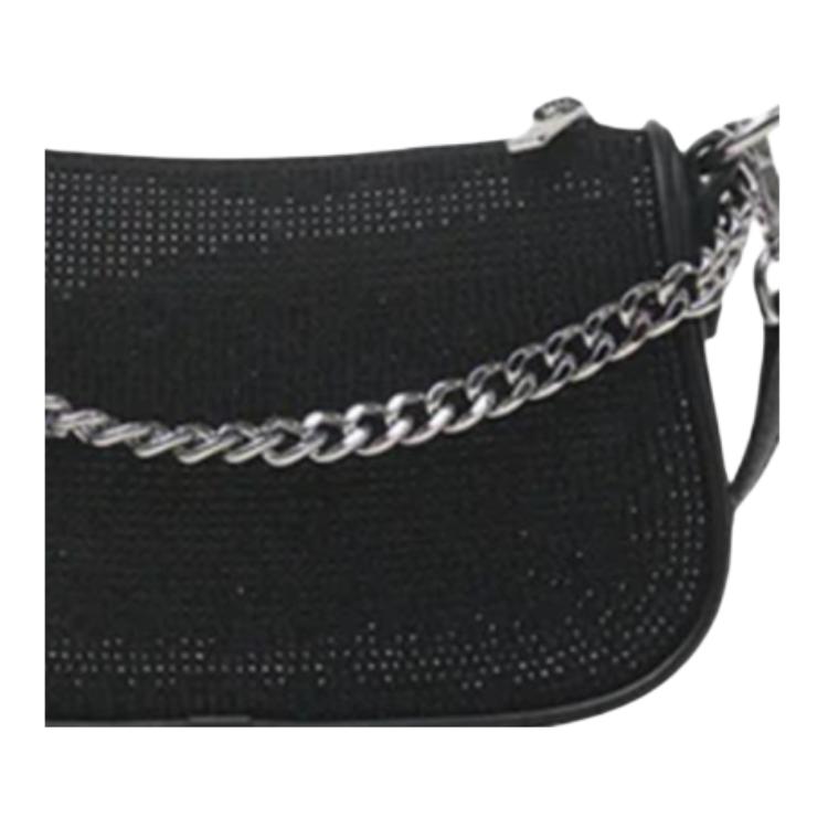 Michael Kors MK Carmela Logo Rhinestone Decorated PVC Crossbody Shoulder Bag Small Women Bags Black 35F4S1QC1S-BLACK