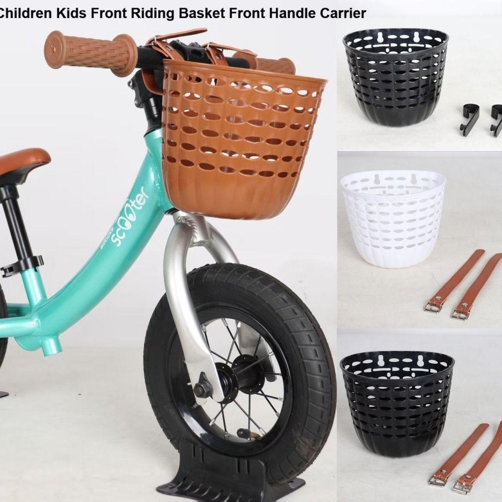 Adjustable Strap Bike Basket Retro Woven Plastic Front Riding Basket 7 Styles Durable Front Handle Carrier
