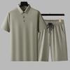 Men's Ice Silk Polo Shirt & Shorts Set