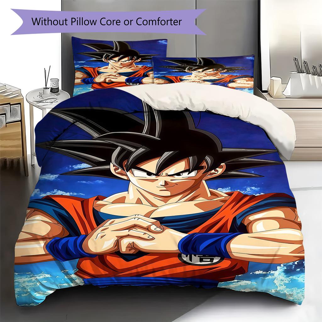 DRAGON BALL Pattern Bedding,Quilt Set Quilt Cover Pillowcase Home Birthday Gift (1 * Duvet Cover + 2 * Pillowcase, Without Core)
