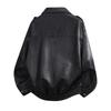 Mens Vintage Leather Jacket Casual Outerwear Loose Fit Stand Collar Retro Style
