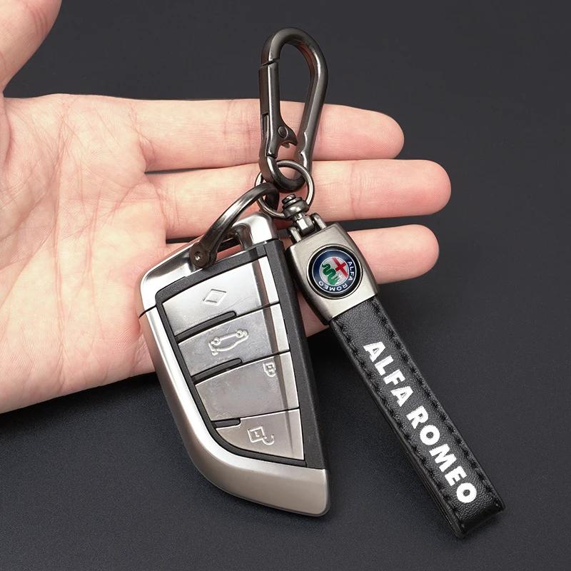 Car Stickers For Alfa Romeo Leather Car Logo Key Chain Keyring Auto Interiors Accessories For Alfa Romeo 4C 159 166 Spider Giuli