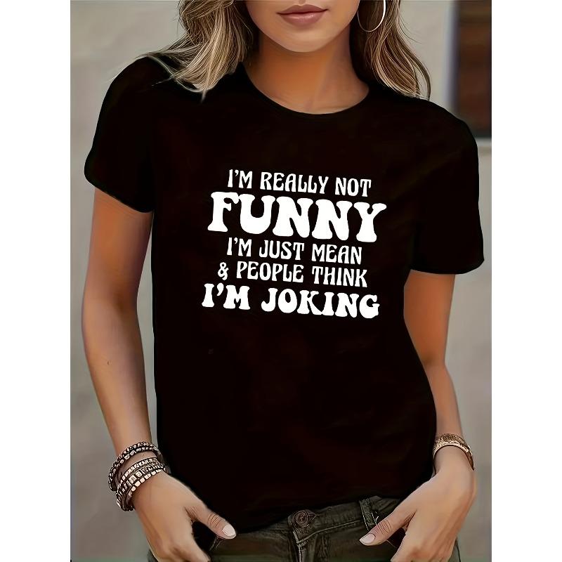 

European sizes Popular Minimalist FUNNY Letter Print T-Shirt 4XL