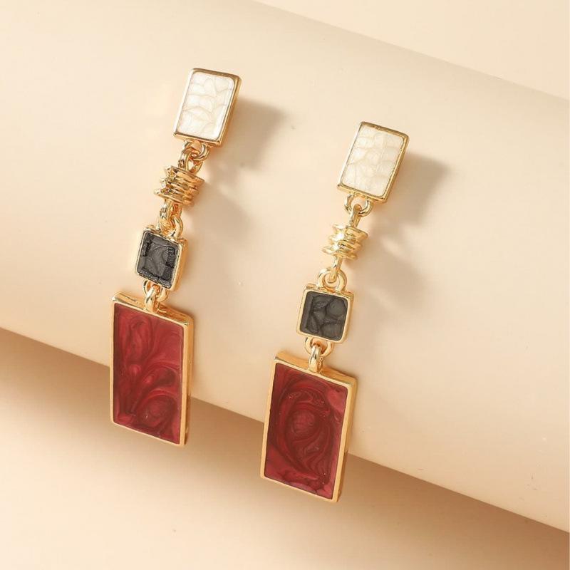 Stylish Enamel Geometric Rectangular Stud Earrings