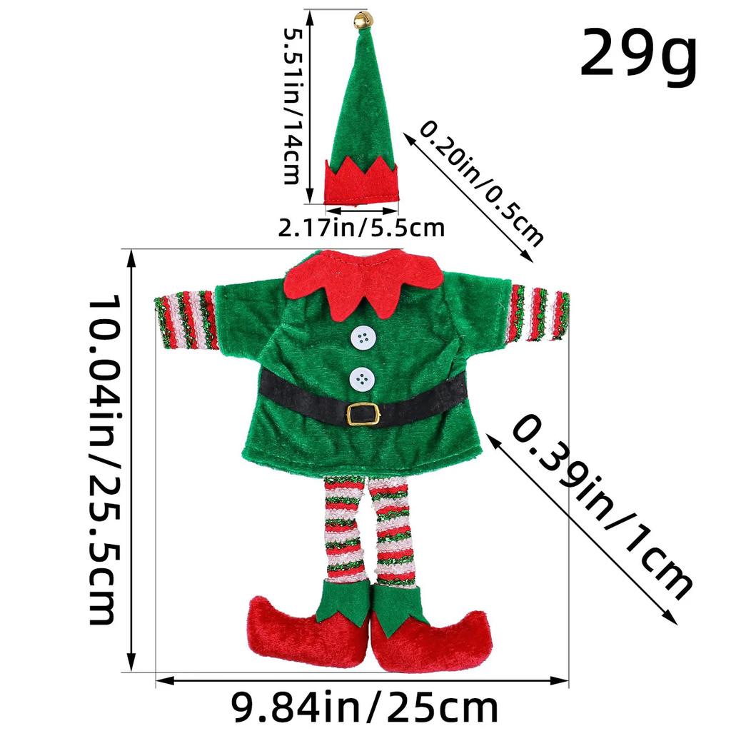 Weihnachtselfen Kostüm Weinflasche Set Dekorative Ornamente Weihnachten Niedlich Rotwein Set Tischatmosphäre Dekoration Requisiten