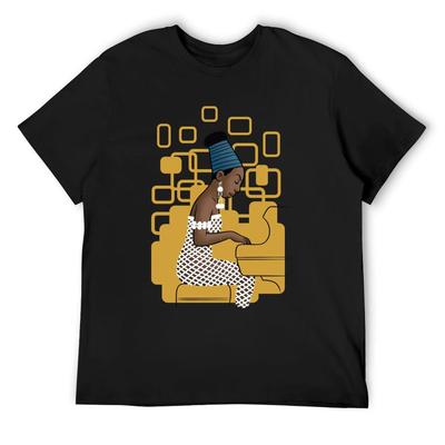Nina Simone At the Piano T-Shirt Anime Figures Man T Shirt Korean Fashion Men Workout Shirt