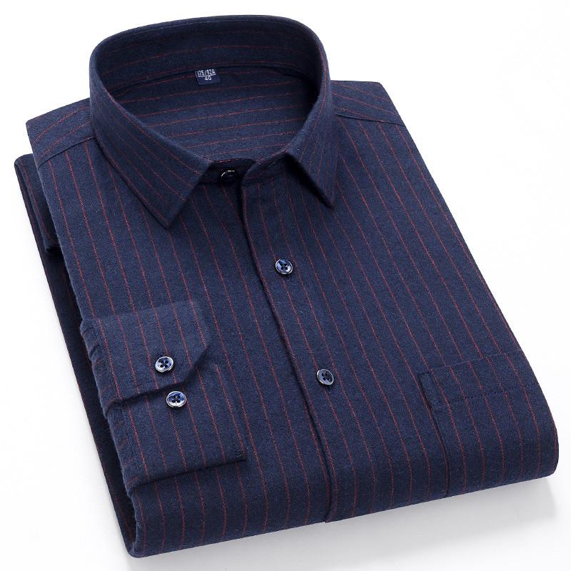 High Quality Men's Autumn New Long Sleeve Shirt Soft Fit British Style Home Leisure 100% Cotton Plaid Stripe Outdoor Travel Tops