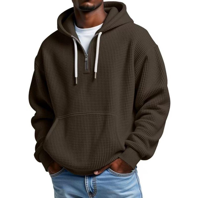 Herren S Locker geschnitten Waffelstrick Kapuzenpullover Einfarbig Lässig