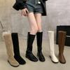 Women Knee High Boots Fashion Round Toe Long Boot Flat Heels 2026 Autumn Fashion Retro Outdoor Womens Boots Plus Size 35-39