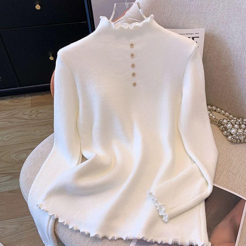 Women's Pullover Long-sleeved Solid Bottoming Shirt for Women Autumn and Winter Half Turtleneck Fashion Casual and Elegant Top