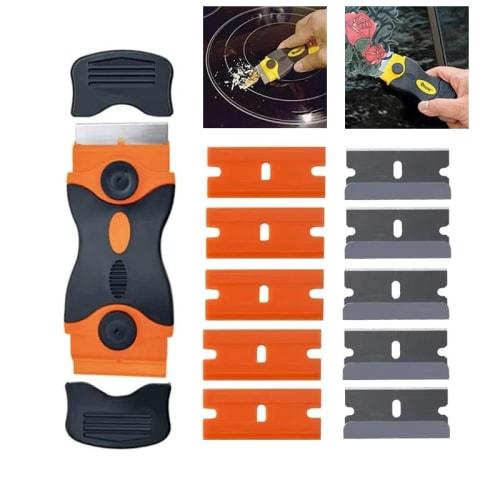 Mini Scraper Set, Sticker Remover, Spatula, Scraper Tool for Kitchen Use, Includes Spatula and Blade, Safety Design, Non-Slip, Stainless Steel Blade,