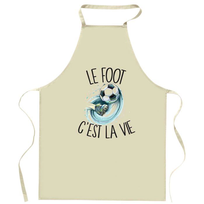 Tablier de cuisine - foot C'est la vie - Impression française - Coton résistant - Liens ajustables