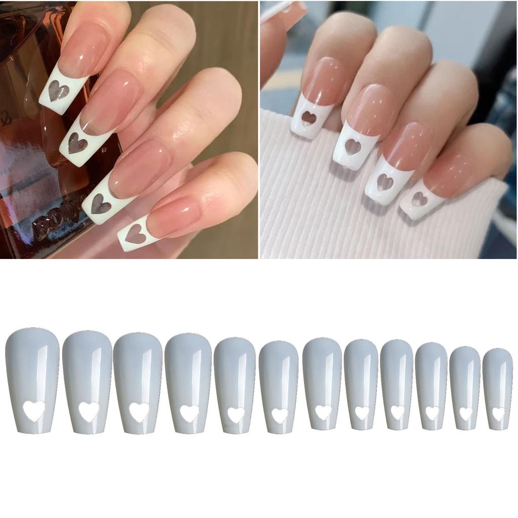 Square False Nails Tips 504 Pcs Acrylic Press on Nails Clear Artificial False Nail Heart Fake Nails for Nail Extension