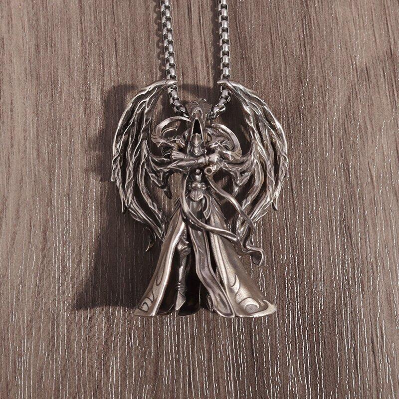 Готический Кулон Крылья Дьявола Броня Мистическая Коса Жнеца Демон Ожерелье Крутые Хэллоуинские Украшения Подарки для Мужчин