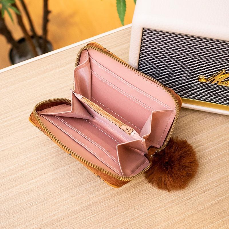 Women's change bag autumn new letter iron sheet with hairball fashionable and simple short wallet