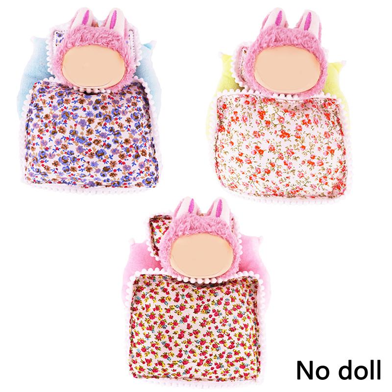 Lůžkoviny 3dílná sada Polštář+Polštář+Přikrývka Pro 17cm Vinylovou Panenku Labubu Spací Pytel Bez Panenek Doplňky pro Panenky