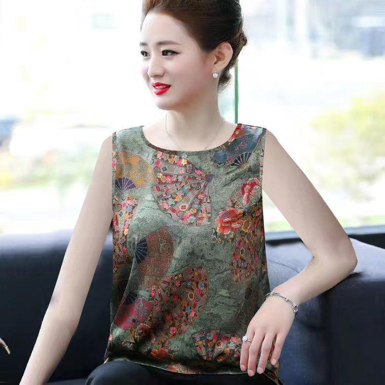 

Летняя майка без рукавов для мам среднего и пожилого возраста с круглым вырезом, футболка, женская одежда больших размеров 4XL